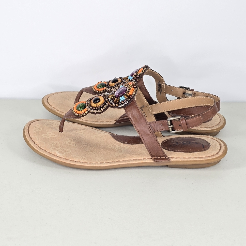 b.ø.c Beaded Slingback Sandals Embellished Boho Artisan Size 7 - Picture 5 of 11